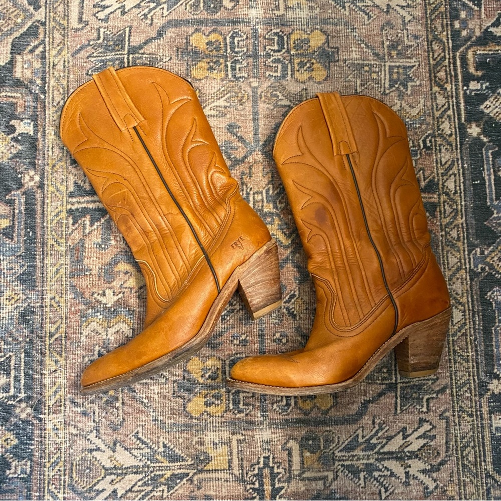 Frye Boots Leather Size 8.5 Women’s Cowboy Cowgirl Brown